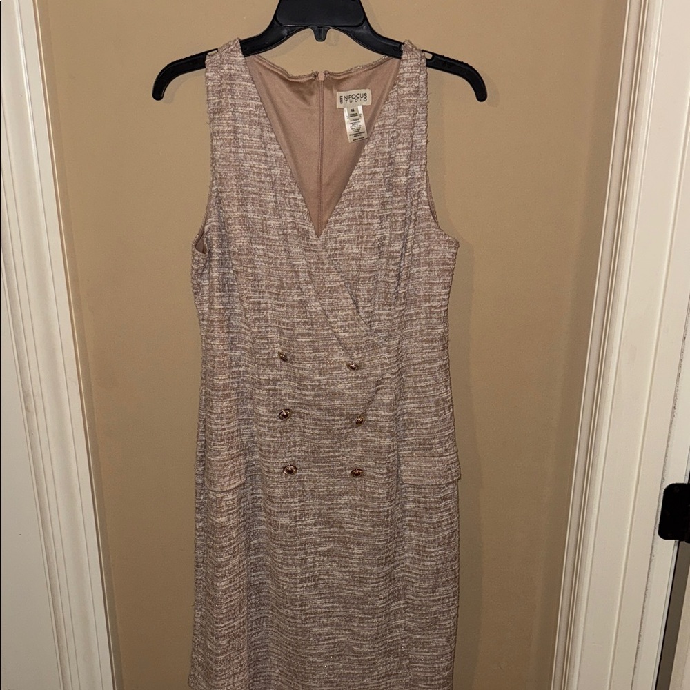 Ann Taylor Taupe Sleeveless Midi Dress